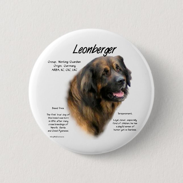 Leonberger History Design Pinback Button (Front)