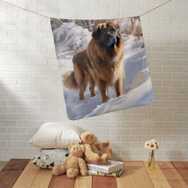 Leonberger Let It Snow Christmas Baby Blanket (In Situ)