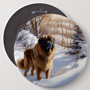 Leonberger Let It Snow Christmas Button