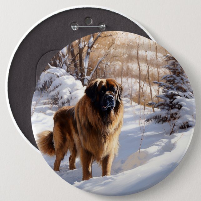 Leonberger Let It Snow Christmas Button (Front & Back)