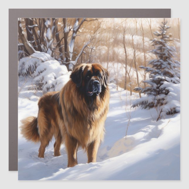 Leonberger Let It Snow Christmas Car Magnet (Front)