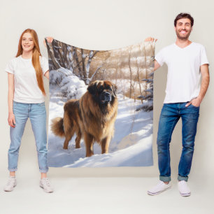 Leonberger Let It Snow Christmas Fleece Blanket