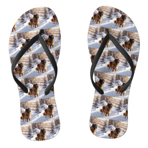 Leonberger Let It Snow Christmas Flip Flops