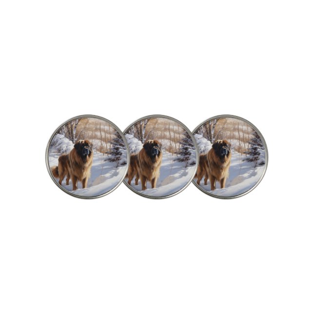 Leonberger Let It Snow Christmas Golf Ball Marker (3 Up)