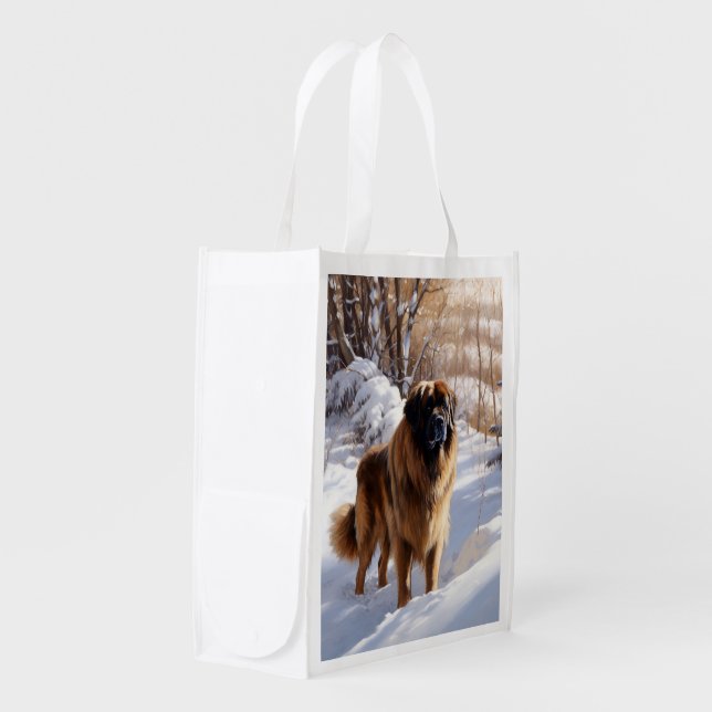 Leonberger Let It Snow Christmas Grocery Bag (Front Side)