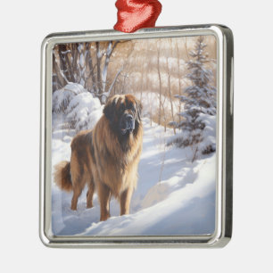 Leonberger Let It Snow Christmas Metal Ornament