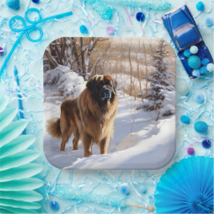 Leonberger Let It Snow Christmas Paper Plates