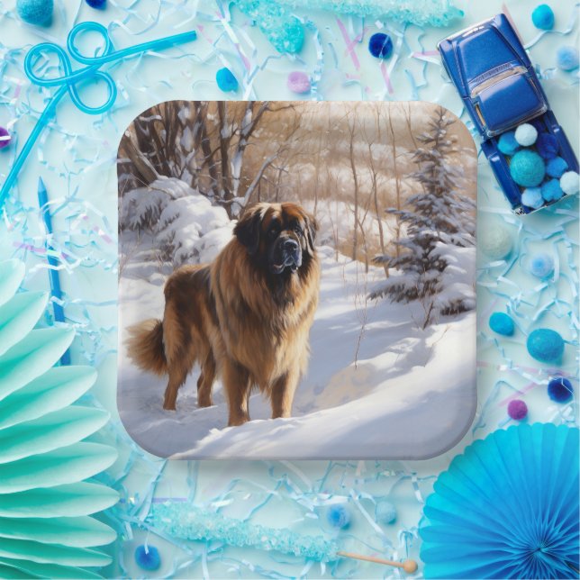 Leonberger Let It Snow Christmas Paper Plates (Party)