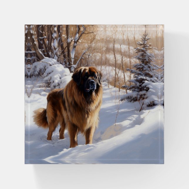 Leonberger Let It Snow Christmas Paperweight (Front)