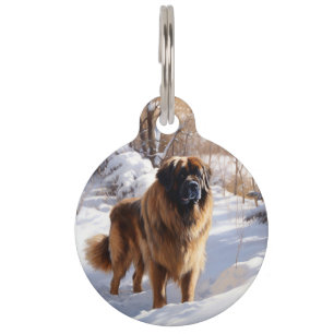Leonberger Let It Snow Christmas Pet ID Tag