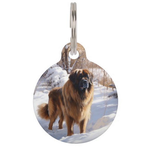 Leonberger Let It Snow Christmas Pet ID Tag