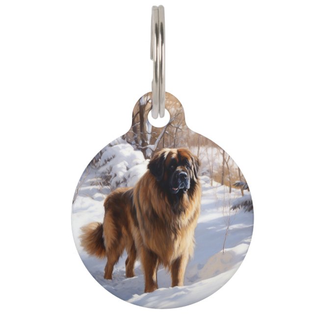 Leonberger Let It Snow Christmas Pet ID Tag (Front)