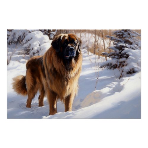 Leonberger Let It Snow Christmas Poster