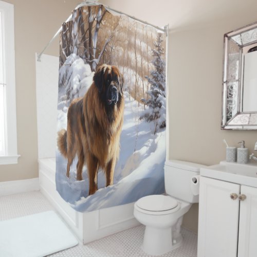 Leonberger Let It Snow Christmas Shower Curtain