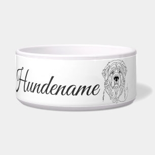 Leonberger Minimalist Line Art personalized dog bo Bowl