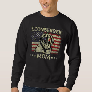 Leonberger Mom Dog  American Flag 4th Of July Sweatshirt