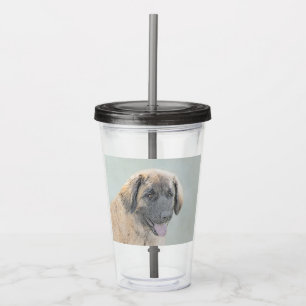 Leonberger Painting - Cute Original Dog Art Acrylic Tumbler