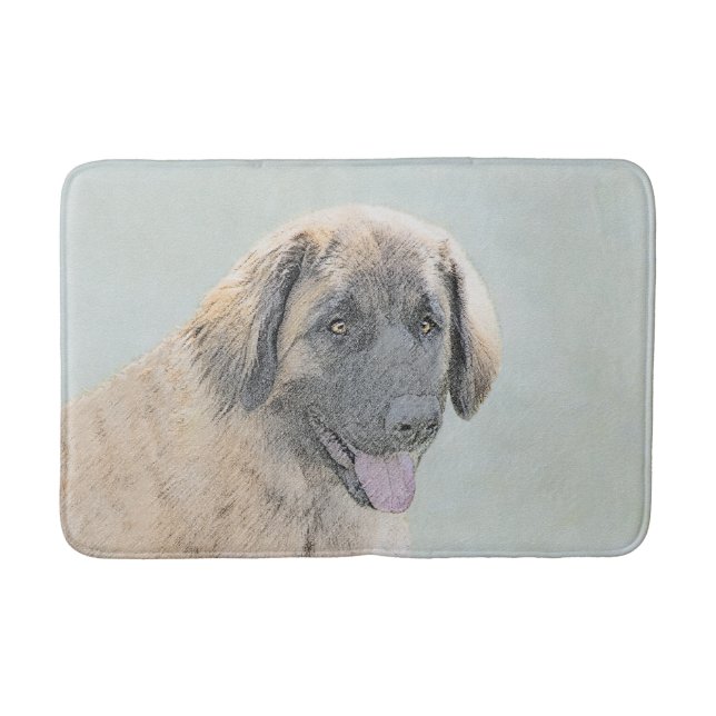 Leonberger Painting - Cute Original Dog Art Bath Mat (Front)