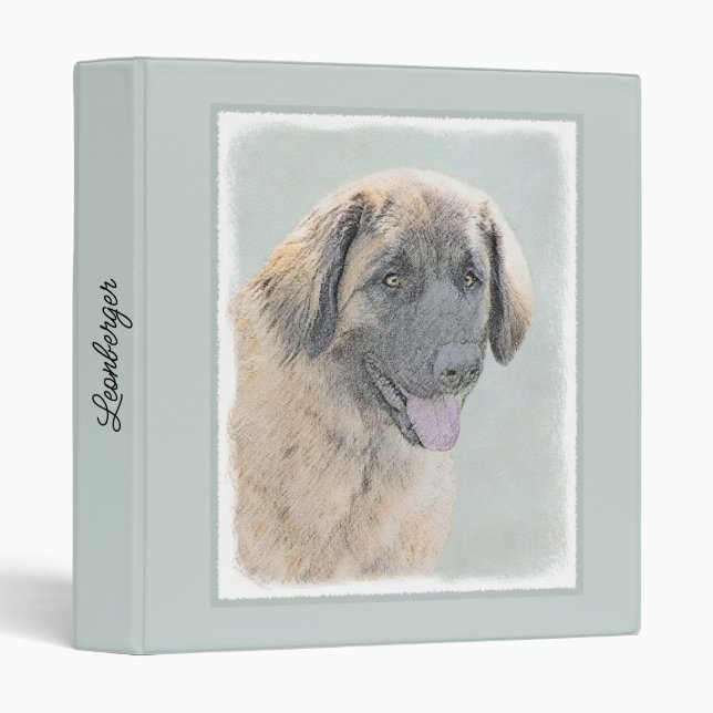 Leonberger Painting - Cute Original Dog Art Binder (Front/Spine)