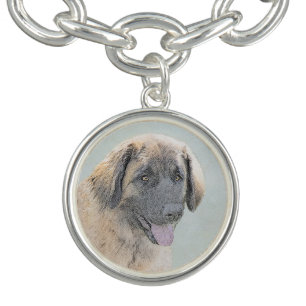 Leonberger Painting - Cute Original Dog Art Bracelet