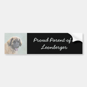 Leonberger Painting - Cute Original Dog Art Bumper Sticker