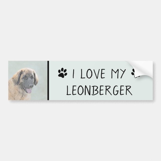 Leonberger Painting - Cute Original Dog Art Bumper Sticker (Front)
