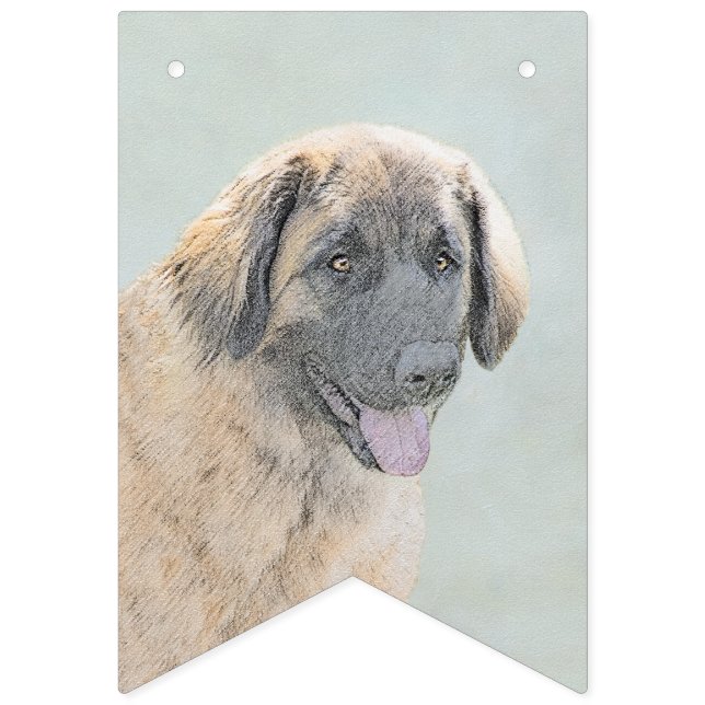 Leonberger Painting - Cute Original Dog Art Bunting Flags (First Flag)