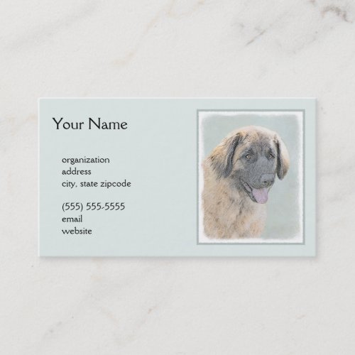 Leonberger Painting _ Cute Original Dog Art Business Card