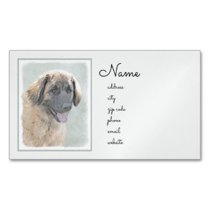 Leonberger Painting - Cute Original Dog Art Business Card Magnet