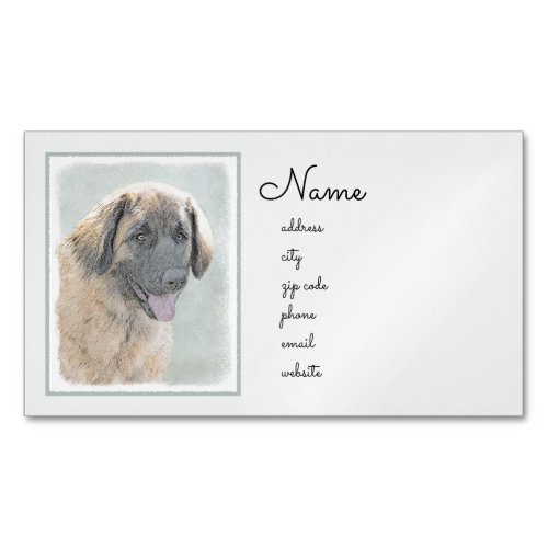 Leonberger Painting _ Cute Original Dog Art Business Card Magnet