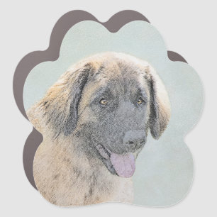 Leonberger Painting - Cute Original Dog Art Car Magnet