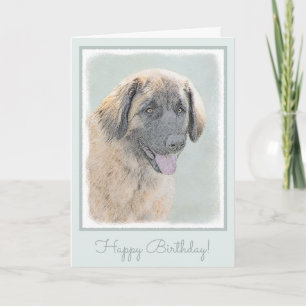 Leonberger Painting - Cute Original Dog Art Card