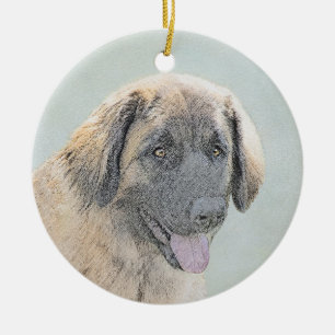 Leonberger Painting - Cute Original Dog Art Ceramic Ornament