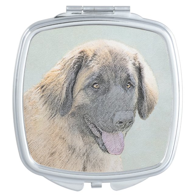 Leonberger Painting - Cute Original Dog Art Compact Mirror (Front)