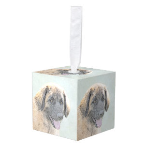 Leonberger Painting - Cute Original Dog Art Cube Ornament