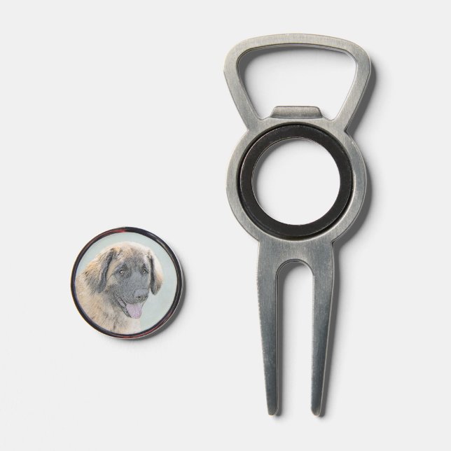 Leonberger Painting - Cute Original Dog Art Divot Tool (Front (Open))