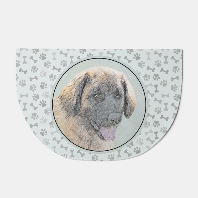 Leonberger Painting - Cute Original Dog Art Doormat (Front)