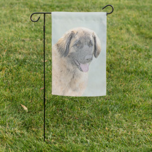 Leonberger Painting - Cute Original Dog Art Garden Flag