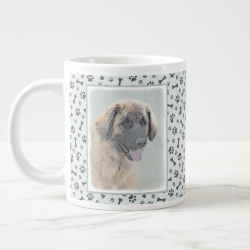 Leonberger Painting _ Cute Original Dog Art Giant Coffee Mug