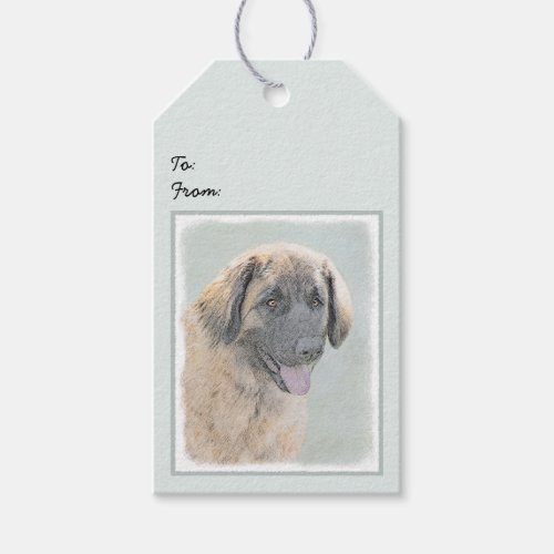 Leonberger Painting _ Cute Original Dog Art Gift Tags