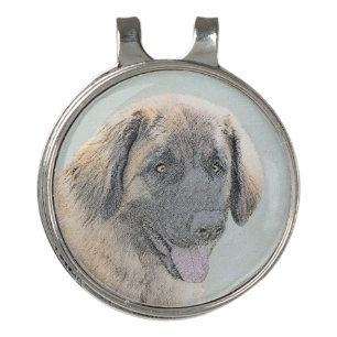 Leonberger Painting - Cute Original Dog Art Golf Hat Clip