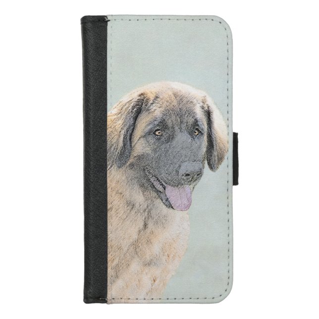 Leonberger Painting - Cute Original Dog Art iPhone Wallet Case (Front)