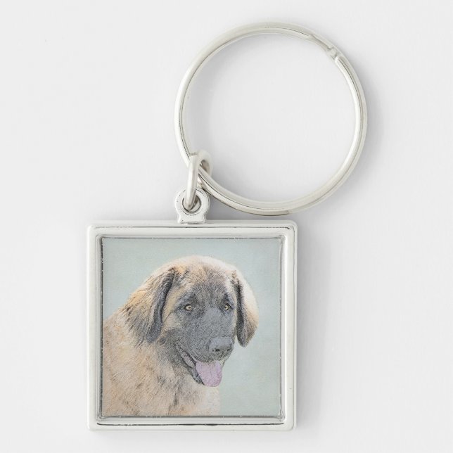 Leonberger Painting - Cute Original Dog Art Keychain (Front)