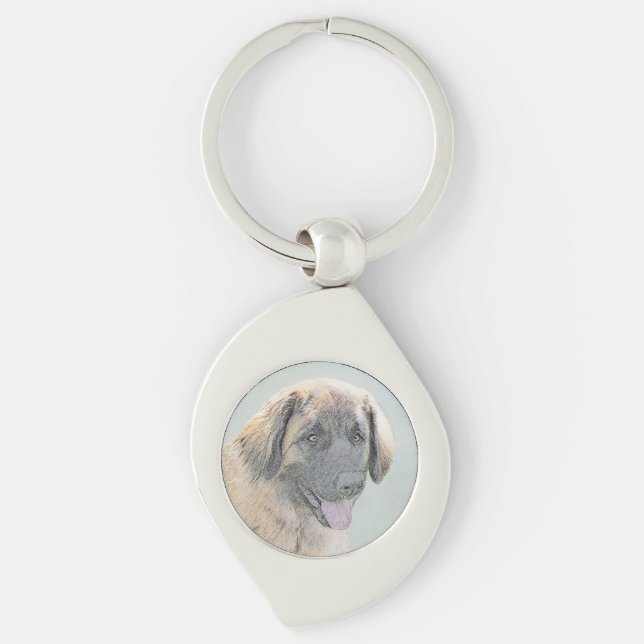 Leonberger Painting - Cute Original Dog Art Keychain (Front)
