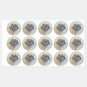 Leonberger Painting - Cute Original Dog Art Labels