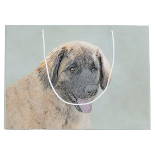 Leonberger Painting - Cute Original Dog Art Large Gift Bag