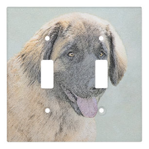 Leonberger Painting - Cute Original Dog Art Light Switch Cover