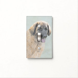 Leonberger Painting - Cute Original Dog Art Light Switch Cover