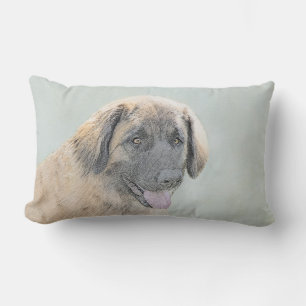 Leonberger Painting - Cute Original Dog Art Lumbar Pillow