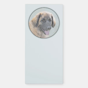Leonberger Painting - Cute Original Dog Art Magnetic Notepad